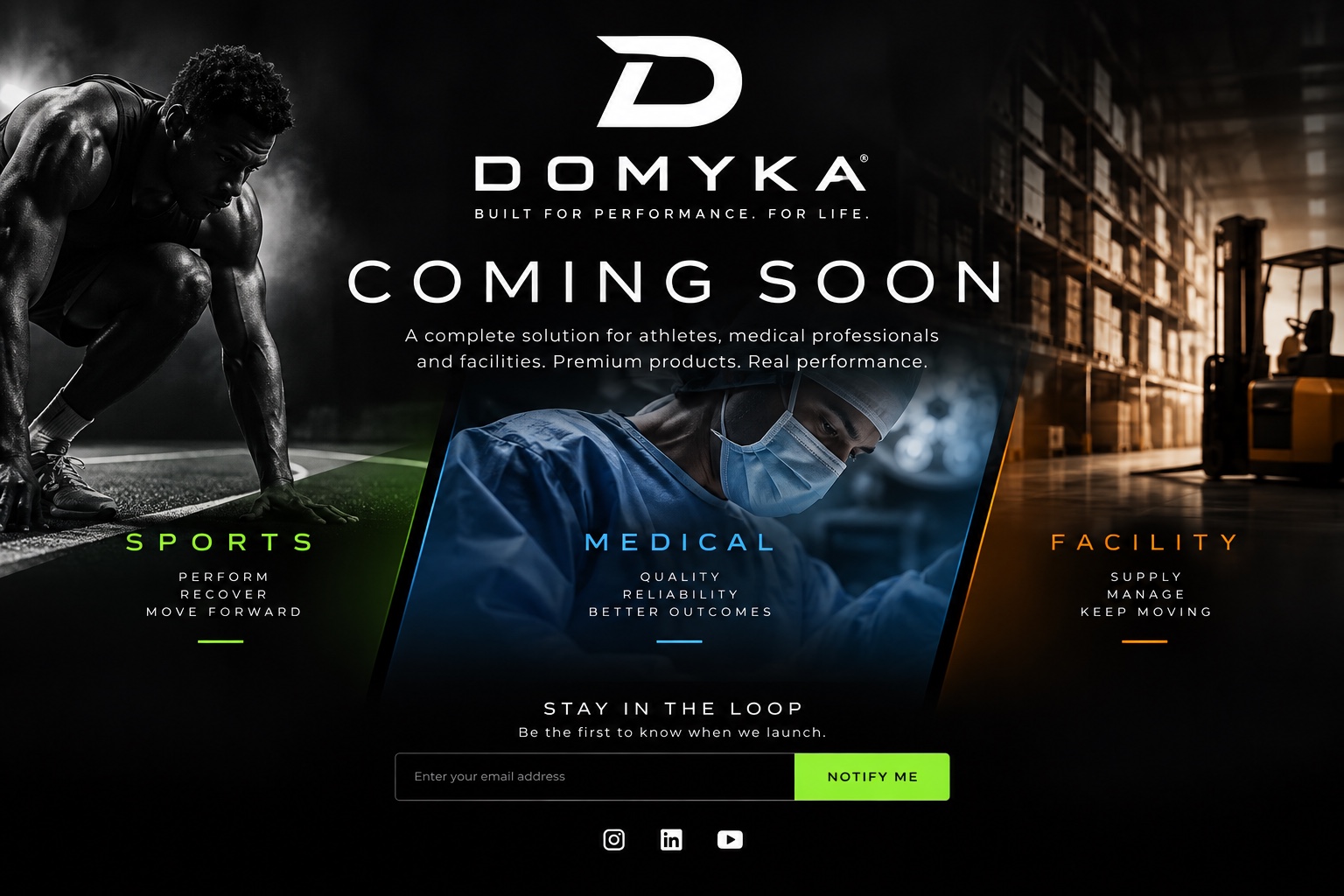 DOMYKA Coming Soon — Sports, Medical and Facility